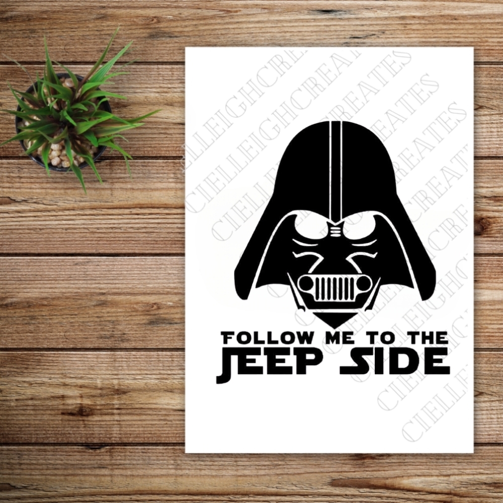 *2 for $20* Stars Wars Darth Vader Follow Me To The Jeep Side vinyl decal